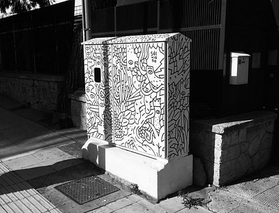 Athens Kafao (SAI)—Marousi athens black white black and white box doodle draw pattern sdeviano street streetart surface