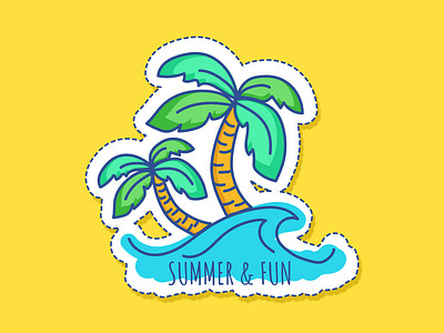 Summer Vacation app art branding design drawing fun icon illustration parm tree stickers summertime vacation vector