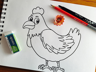 Hen Outline Drawing