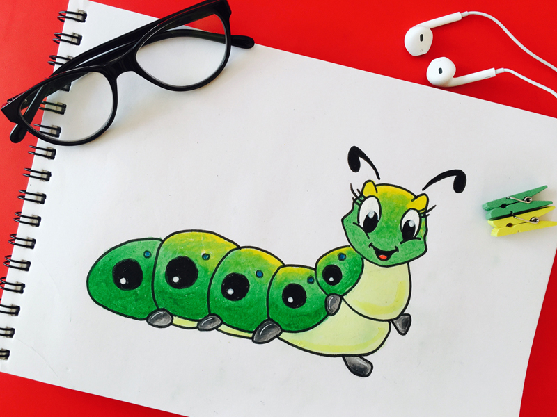 How to Draw Caterpillar and Coloring Step by Step Easy - YouTube