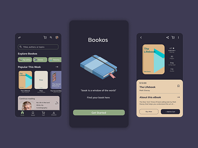 Bookos, Your E-Book Solution design interface minimal typography ui user interface userinterface ux