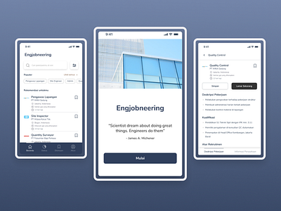 Engjobneering, Job Search Application for Civil Engineering app civil engineering design icon interface job application minimal typography ui user interface userinterface ux