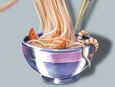 Noodles 2021 design art artwork branding design food food illustration illustration logo shrimp sketch spaghetti tasty tomstoe ui ux yummy yummy menu