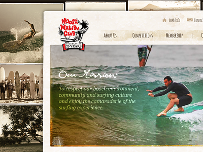 Noosa Malibu CLub background old school sepia website