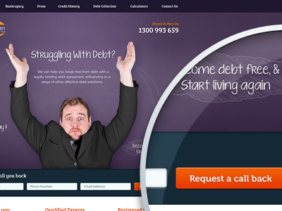 Landing Page Concept button debt field landing