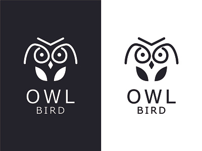 owl with line art logo design vector