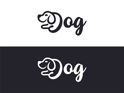 dog with text typography logo design vector