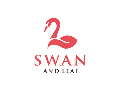 swan and leaf logo design vector