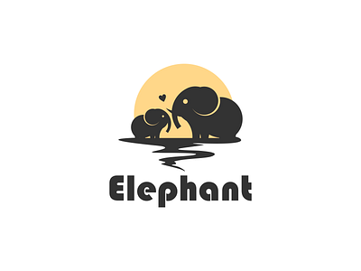 animal elephant with baby logo design vector