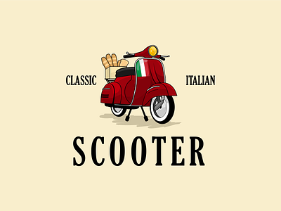Awesome scooter classic delivery logo illustration Vector badge bicycle bike city classic cycle delivery design italy motor motorcycle old scooter speed street symbol transportation travel vintage wheel