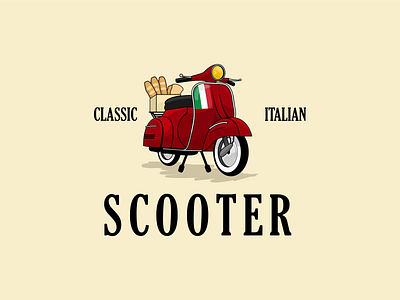 Awesome scooter classic delivery logo illustration Vector