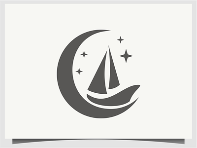 ship boat traditional with moon logo design illustration design icon illustration logo moon ship symbol traditional