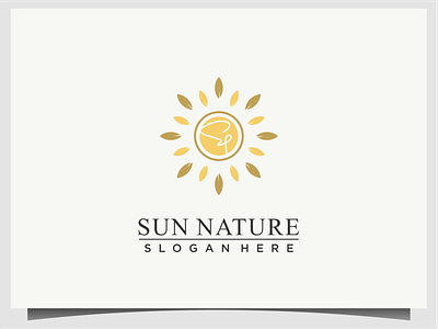 sun nature with leaf logo design design icon illustration leaf logo nature sun symbol