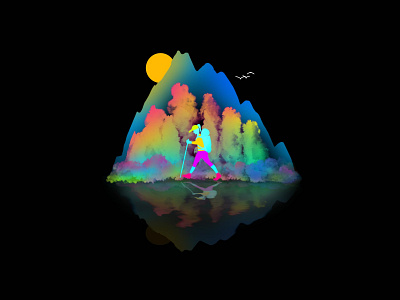 mountain s call birds concept art design digital art drawing graphics art illustraion inspiration inspirations love for neon motivations mountain hiking mountains nature illustration neon color