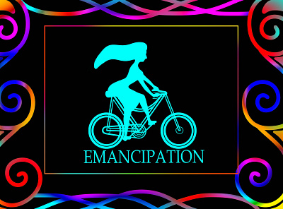 Emancipation artists bicycle colour design digital art drawing emancipation girl graphics illustraion inspiration inspiration logo design symbol liberation logo logo design motivation neon colors symbol world