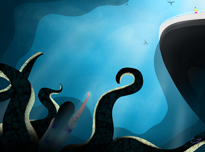 underwater- edited artwork concept art creature design digital art drawing illustraion inspiration ocean ship underwater