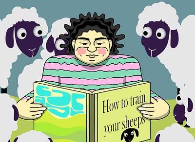Train your sheeps art artwork book colour design digital art drawing human illustraion inspiration sheeps shephard teach