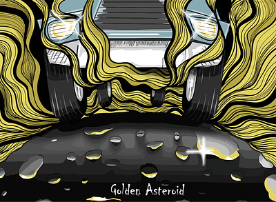 Golden asteroid artwork colour design digital art illustraion inspiration