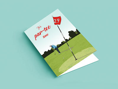 Golf Card birthday card design golf greeting card illustration