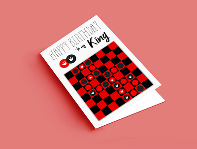 Draughts Card birthday card design graphic design greeting card illustration typography