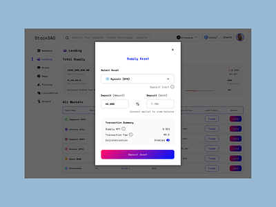 Supply modal (StackDAO) design ui uiux ux