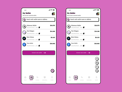 NFT Wallet UI app design ui uiux ux