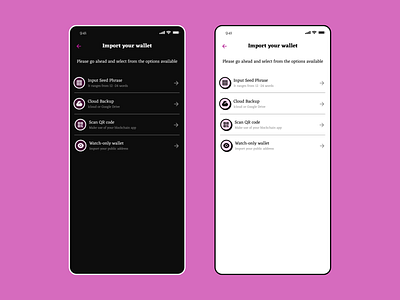 Import Wallet UI app design ui uiux ux