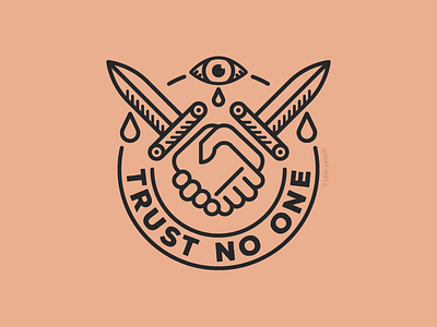 Trust No One dagger flash handshake knife tattoo trust vector