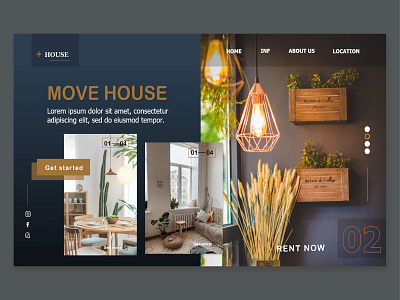 Apartment rentals landing page design illustration typography ui web website