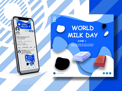 milk day special social media post banner design template