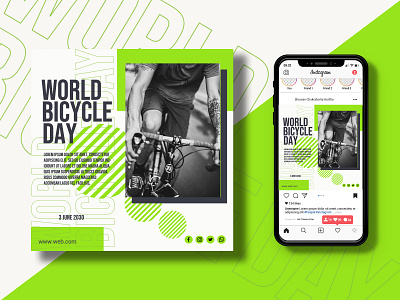 world bicycle day special instagram or social media post banner