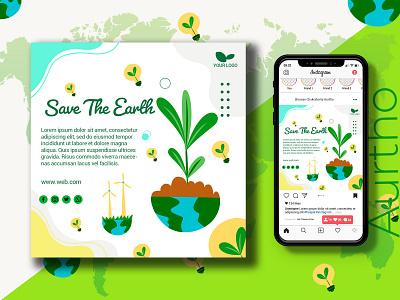 Save the earth environment day special post banner template ads aurtho banner banner ads brand identity branding design earth graphic design green illustration instagram post post banner save save the earth social media social media banner social media post ui world environment day