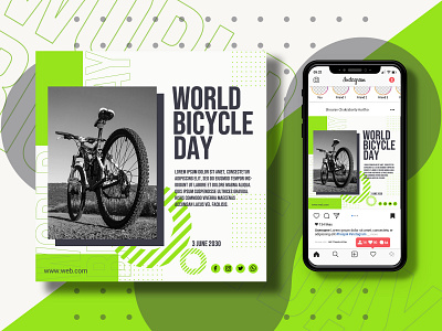 world bicycle day special social media post banner template