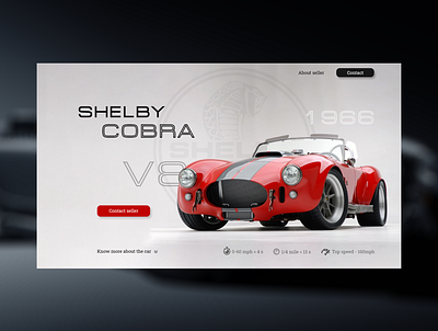 Landing page for Shelby Cobra reseller adobe xd ui uidesign user interface web website concept website design xd design