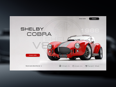 Landing page for Shelby Cobra reseller