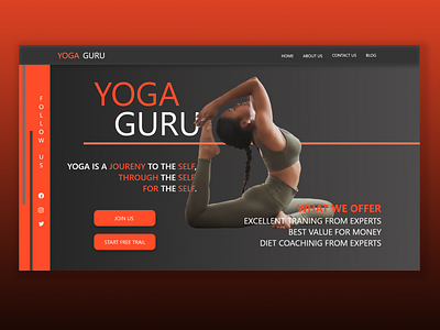 Langing page concept for a yoga website
