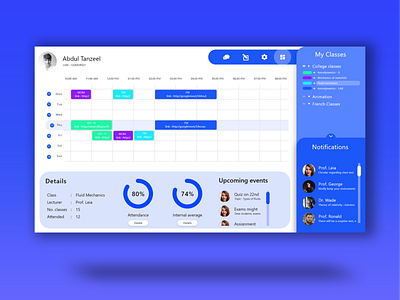 Classroom dashboard product design productivity webapp xd design