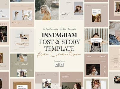 Minimalist Instagram Post & Story Template for Creator advertising branding design instagram instagram banner instagram post instagram post design instagram post template instagram posts instagram posts template instagram stories instagram story instagram story template instagram template instagram templates posts social media social media pack social media template stories