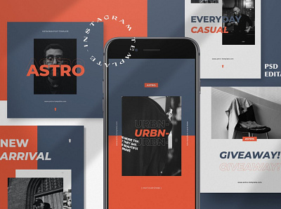 ASTRO - Social Media Template blog blogger design digital art elegant instagram instagram banner instagram post instagram stories instagram template instagram templates minimal modern posts professional simple social media social media pack social media templates stories