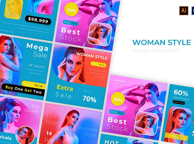 Woman Style Social Media advertising branding design elegant instagram instagram banner instagram post instagram stories instagram story template instagram template instagram templates modern posts professional simple social media social media pack social media templates stories story