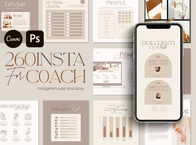 Instagram Creator For Coach CANVA PS book design e book e course instagram instagram banner instagram post instagram stories instagram template instagram templates live talk posts promote promotions social media social media pack social media template social media templates stories template