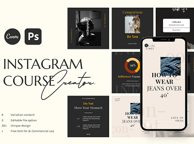 Insta Course Creator Templates branding creative design digital art instagram instagram post instagram posts instagram posts template instagram stories instagram story instagram story template instagram template instagram templates photoshop post posts social media social media pack social media template stories