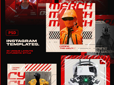 CYBERPUNK Instagram Templates branding color creative design digital art elegant instagram instagram banner instagram post instagram stories instagram story template instagram template instagram templates modern posts social media social media pack social media template stories template