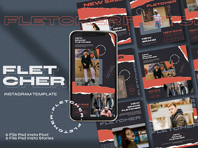 Fletcher Instagram Post Stories branding branding and identity branding concept branding design design digital art instagram instagram banner instagram post instagram stories instagram story instagram story template instagram template posts social media social media pack social media template social media templates stories template