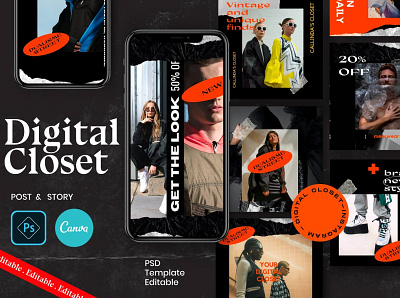 Digital Closet-PS & CANVA Instagram advertising creative digital art instagram instagram banner instagram post instagram post design instagram post template instagram posts instagram posts template instagram stories instagram story template instagram template instagram templates modern posts social media social media template social media templates stories