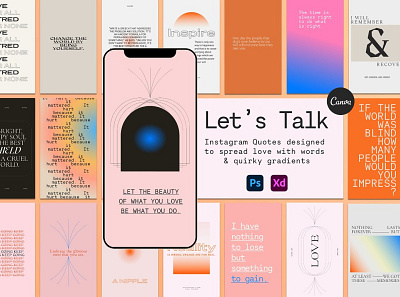 Gradient Instagram Quotes advertising design digital art gradient graphic graphic design holographic holography instagram instagram banner instagram post instagram quotes instagram stories instagram story instagram template marketing quote quotes stories template