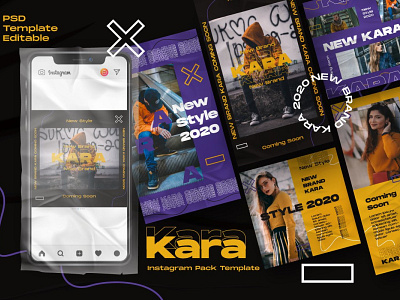 Kara Story & Feed Instagram Template advertising branding design digital art feed instagram instagram banner instagram post instagram post template instagram stories instagram story template instagram template instagram templates minimal photoshop posts stories story template templates