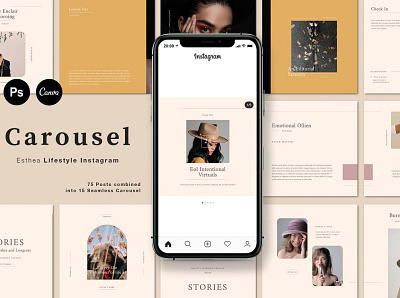 Instagram Carousel Template | Esthea blog blogger creative design digital art fashion instagram instagram banner instagram carousel template instagram post instagram post design instagram post template instagram posts instagram posts template instagram stories instagram story instagram story template instagram template modern template