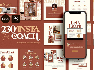 Instagram Creator For Coach CANVA PS canva e book e course ertro instagram instagram banner instagram creator instagram post instagram stories instagram story template instagram template live talk modern post posts promote ps social media stories story