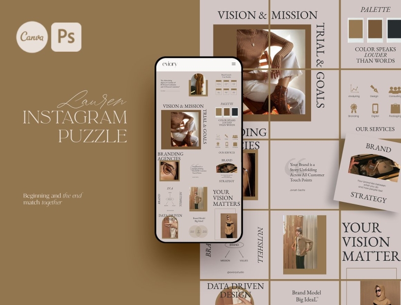 Moodboard Template Instagram Puzzle Feed Template Instagram Grid Instagram Post Template Instagram Puzzle Template for Canva